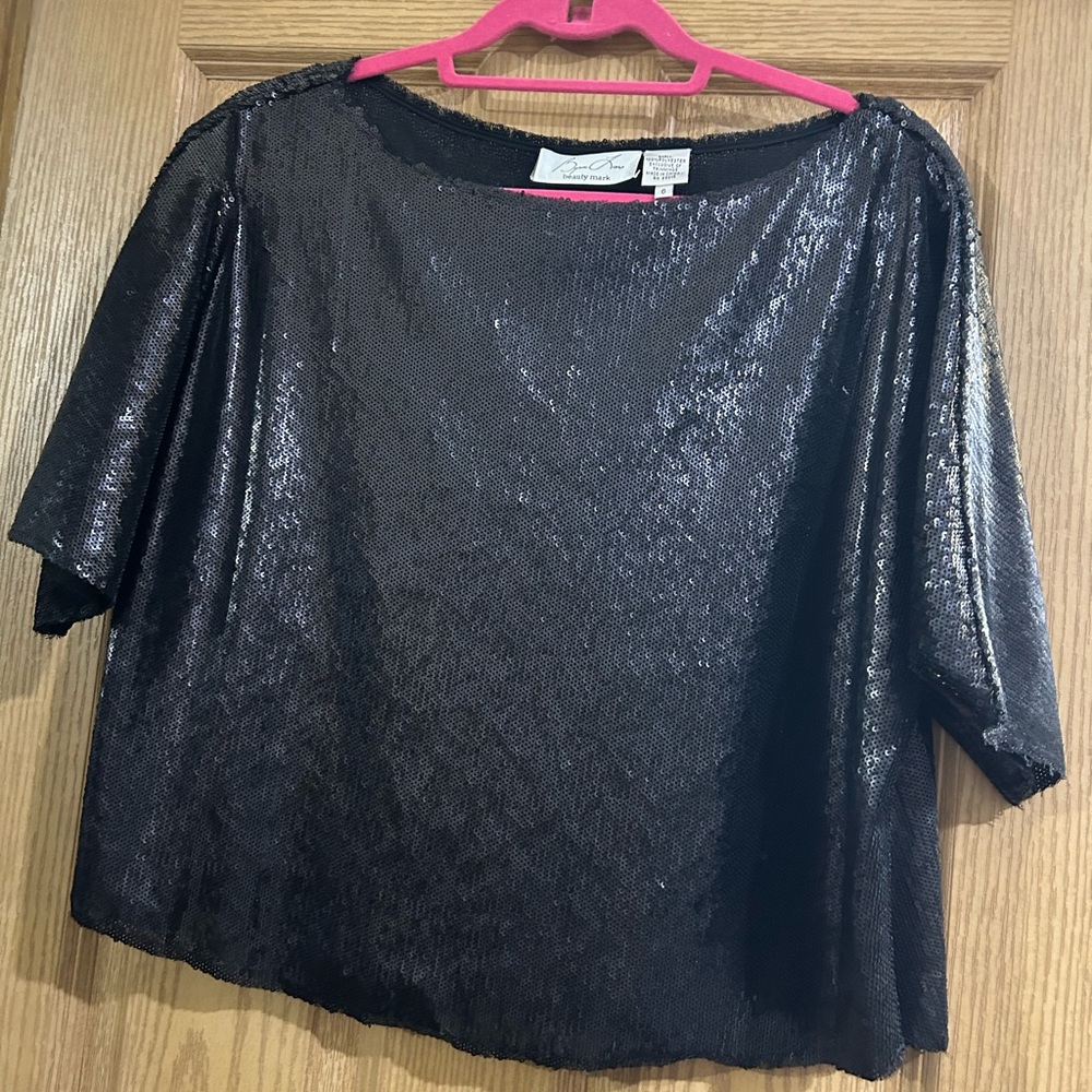 Byron Lars “Beauty Mark”Black Sequin Blouse